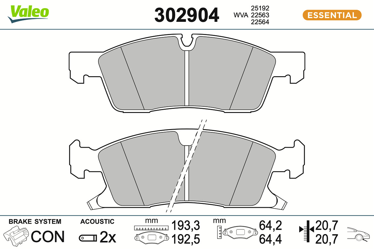 Brake Pad Set, disc brake - 302904 VALEO