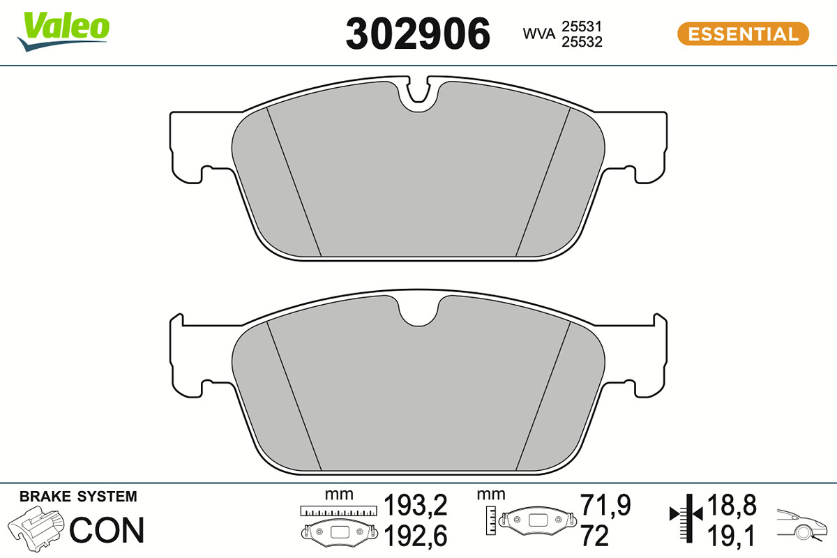 Brake Pad Set, disc brake - 302906 VALEO