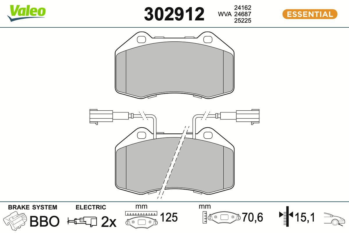 Brake Pad Set, disc brake - 302912 VALEO