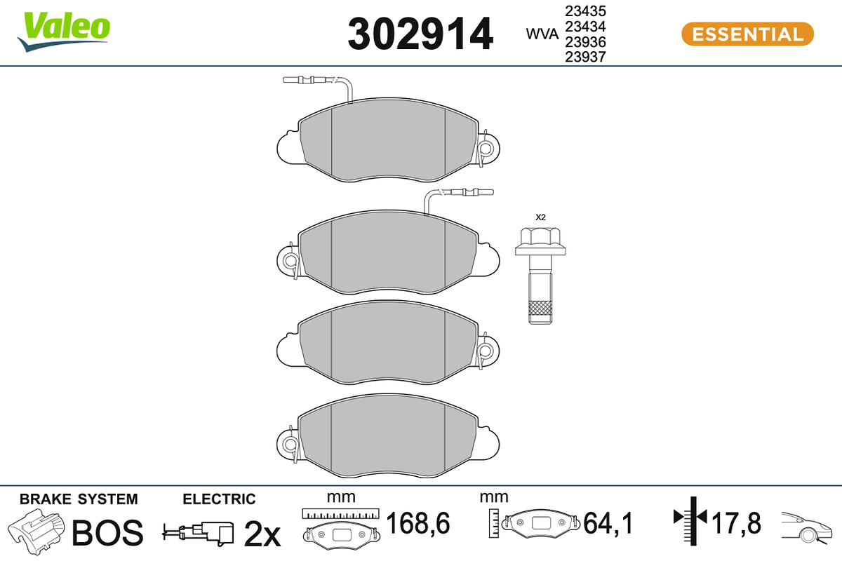 Kit pastiglie freno, Freno a disco - 302914 VALEO