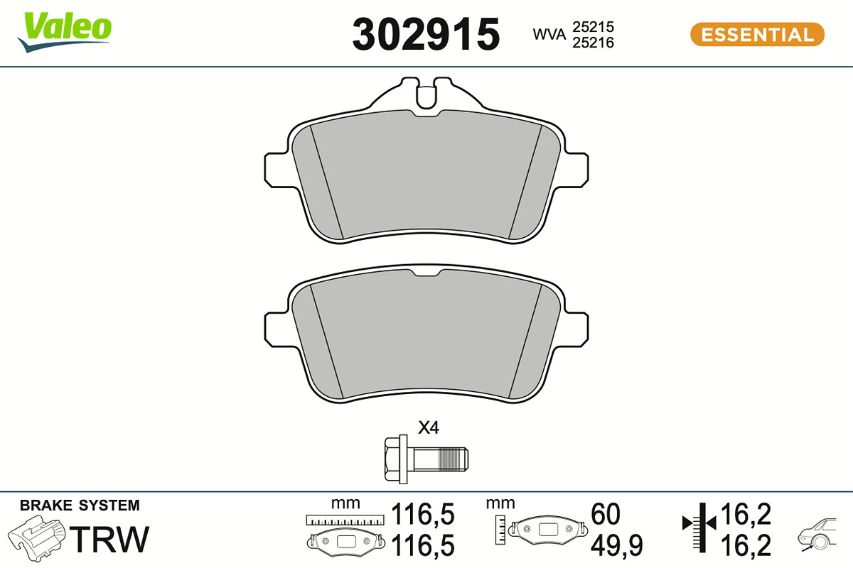 Brake Pad Set, disc brake - 302915 VALEO