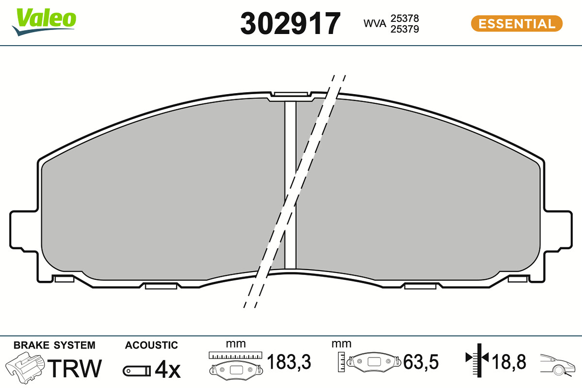 Brake Pad Set, disc brake - 302917 VALEO
