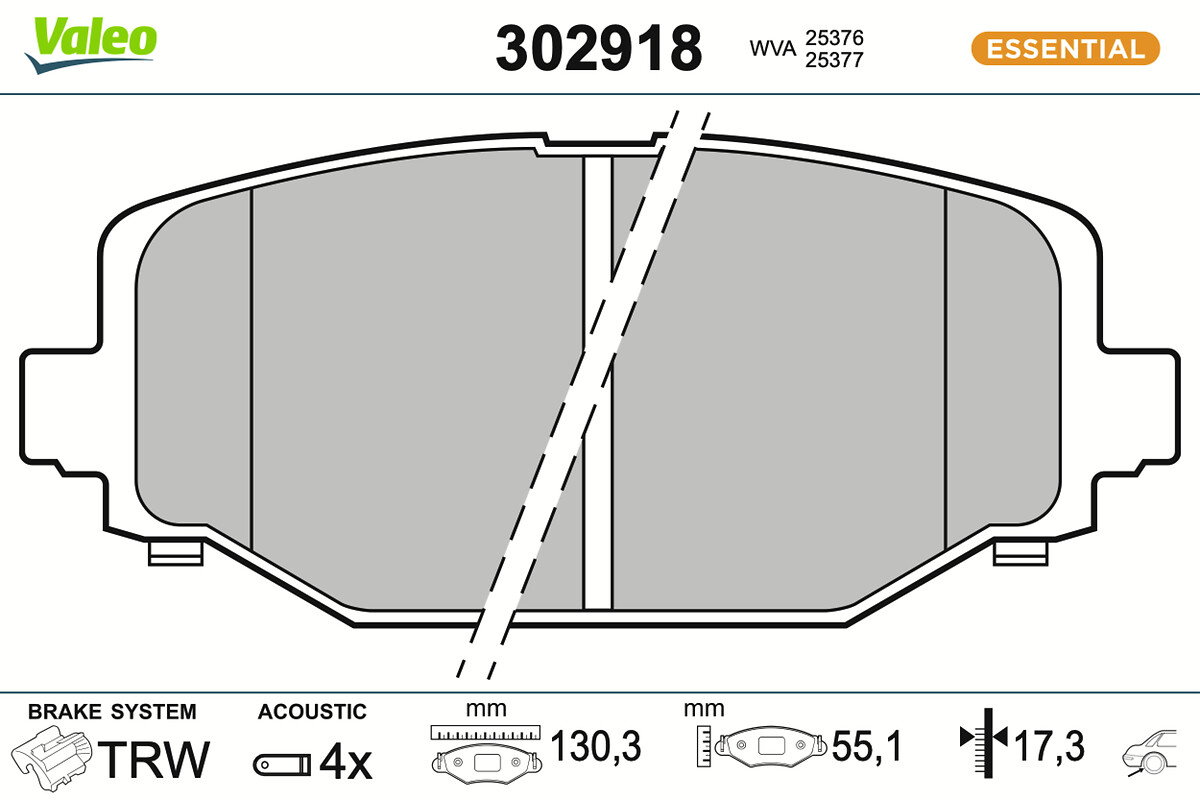 Brake Pad Set, disc brake - 302918 VALEO