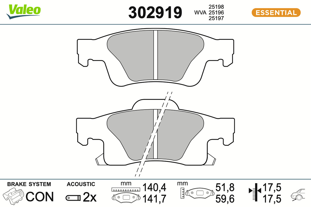 Brake Pad Set, disc brake - 302919 VALEO