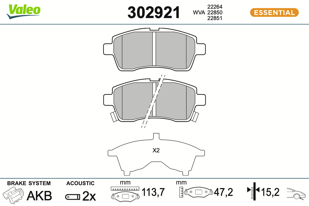 Brake Pad Set, disc brake - 302921 VALEO