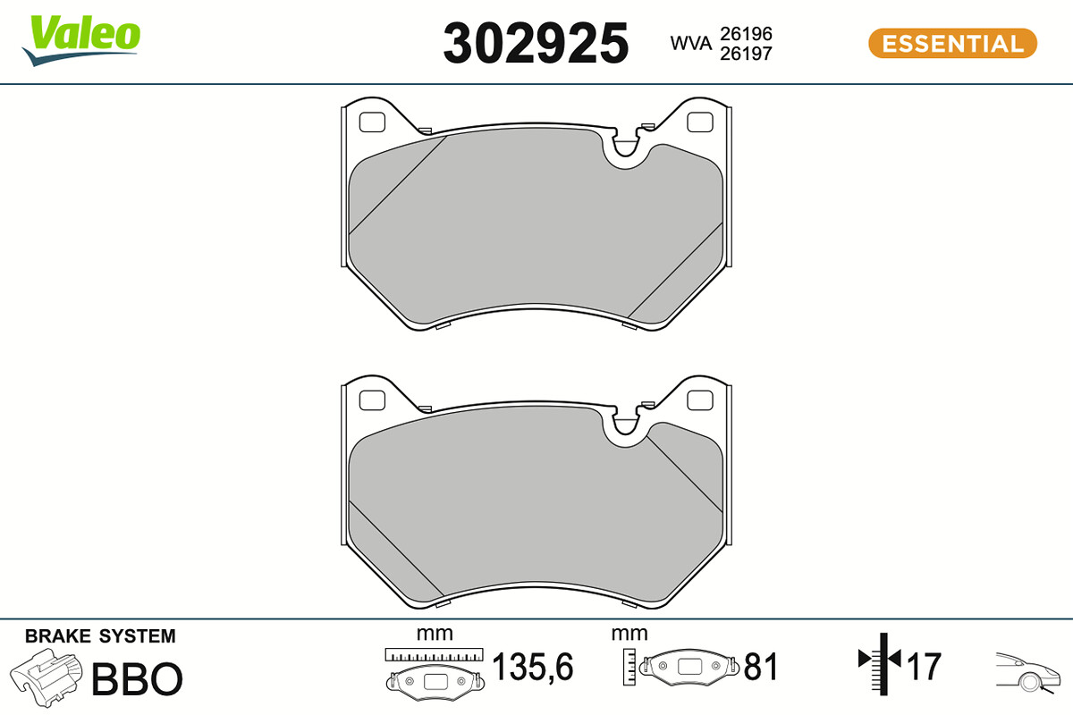 Brake Pad Set, disc brake - 302925 VALEO