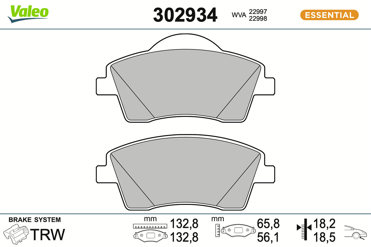 Brake Pad Set, disc brake - 302934 VALEO