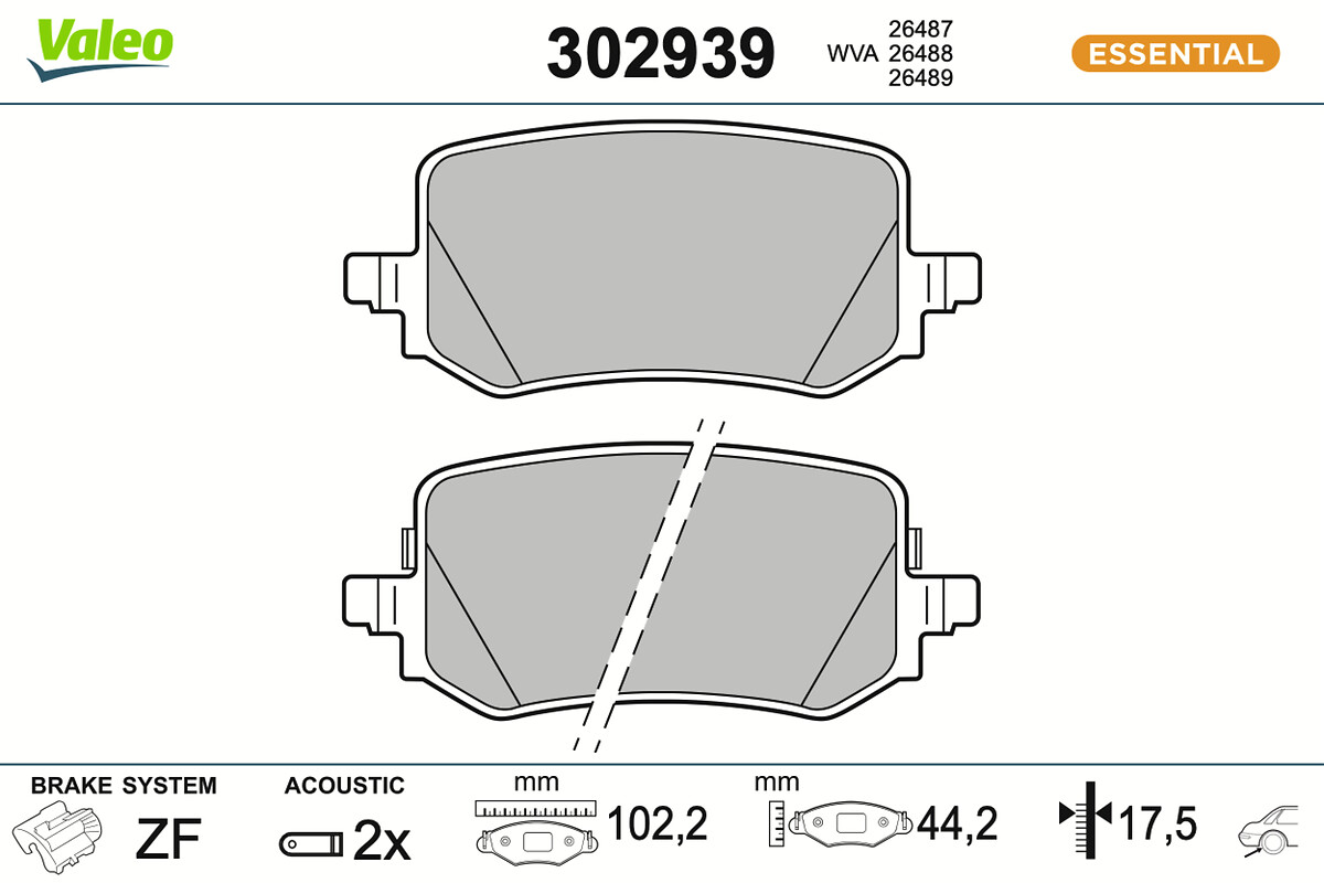 Brake Pad Set, disc brake - 302939 VALEO