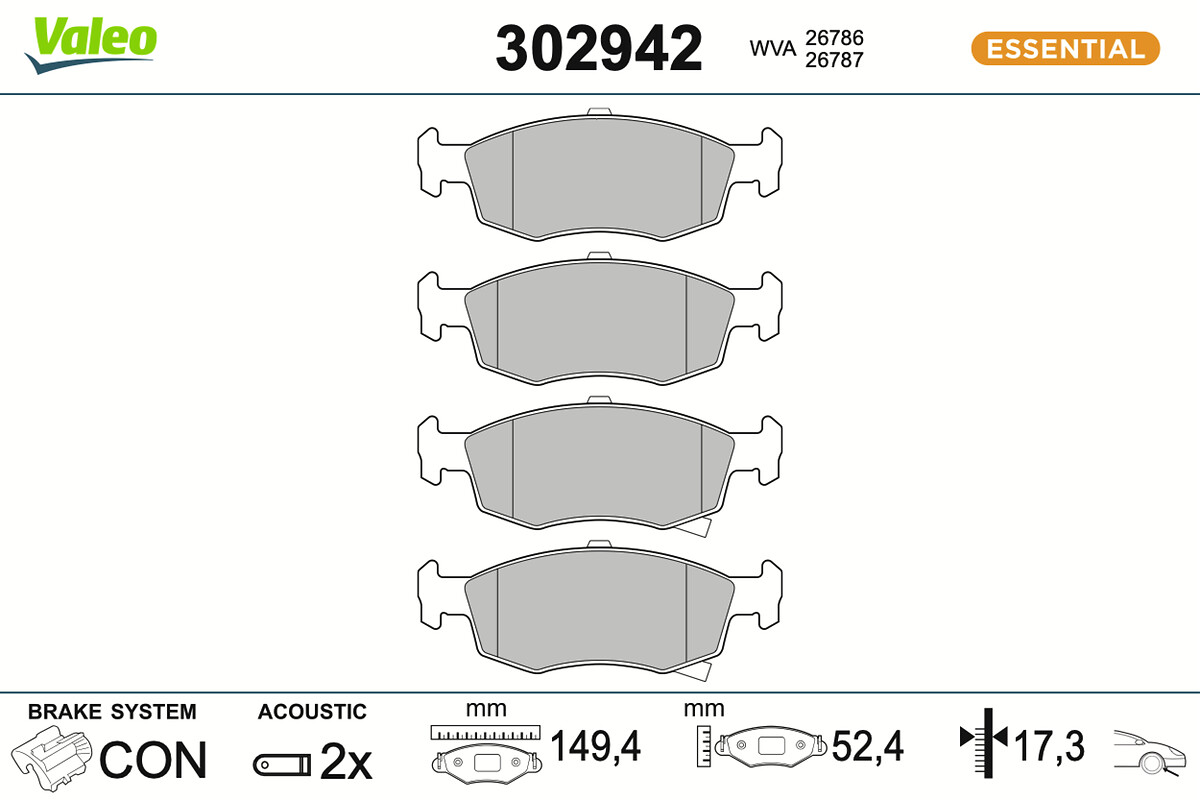 Brake Pad Set, disc brake - 302942 VALEO