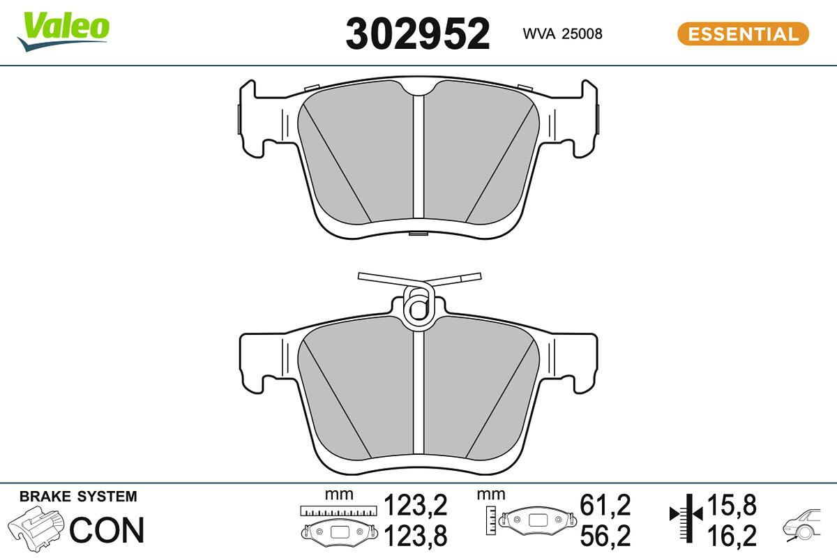 Brake Pad Set, disc brake - 302952 VALEO