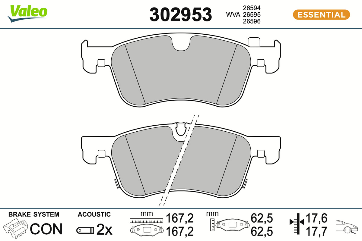 Brake Pad Set, disc brake - 302953 VALEO