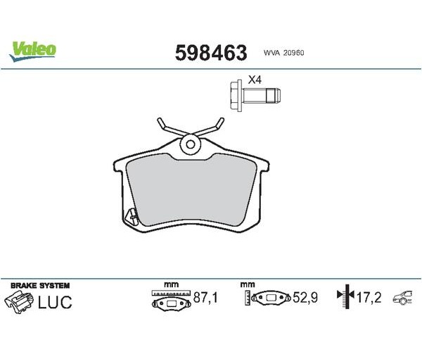 Brake Pad Set, disc brake - 598463 VALEO