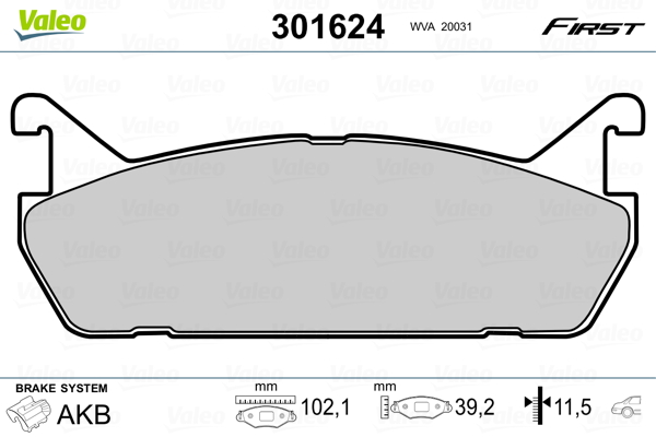 Brake Pad Set, disc brake - 301624 VALEO
