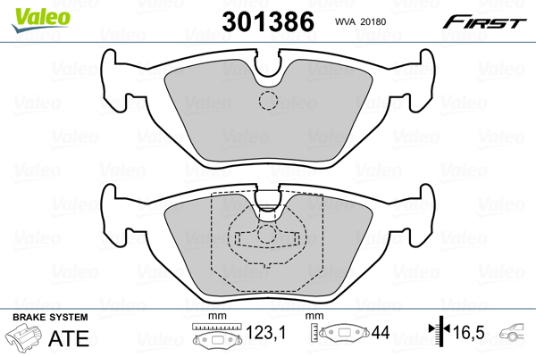 Kit pastiglie freno, Freno a disco - 301386 VALEO