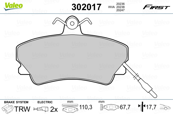 Brake Pad Set, disc brake - 302017 VALEO