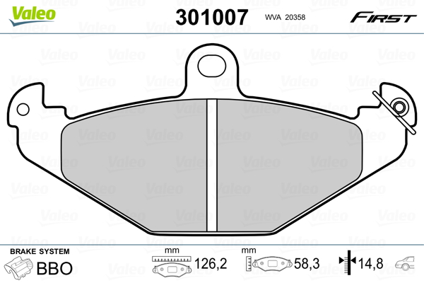 Brake Pad Set, disc brake - 301007 VALEO