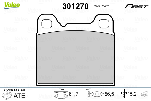 Brake Pad Set, disc brake - 301270 VALEO
