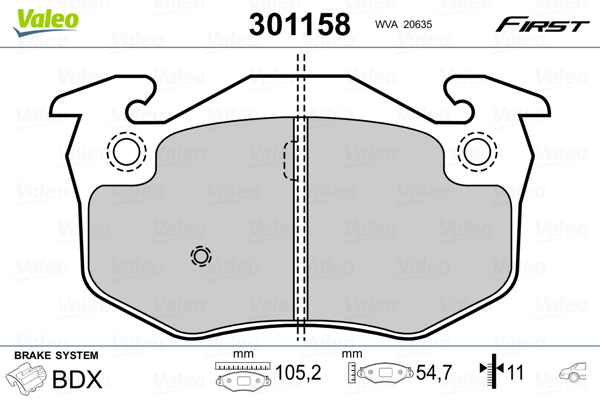 Brake Pad Set, disc brake - 301158 VALEO