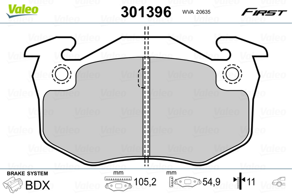 Brake Pad Set, disc brake - 301396 VALEO