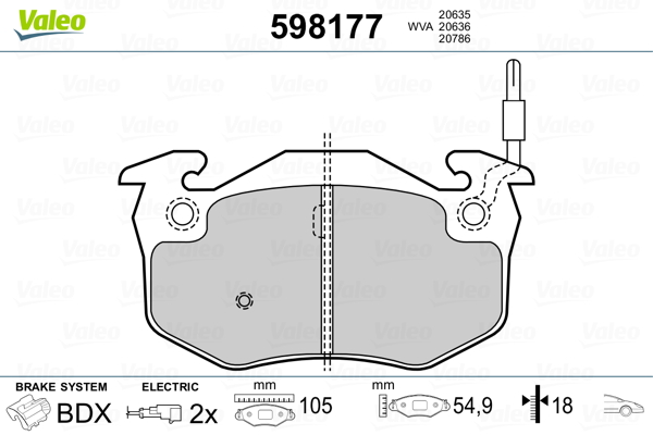 Brake Pad Set, disc brake - 598177 VALEO