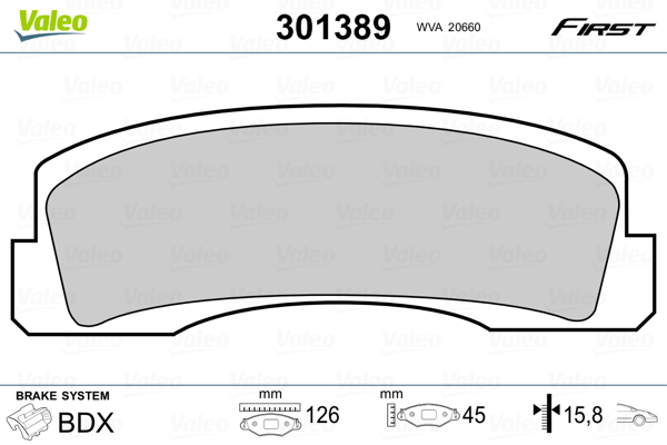 Kit pastiglie freno, Freno a disco - 301389 VALEO