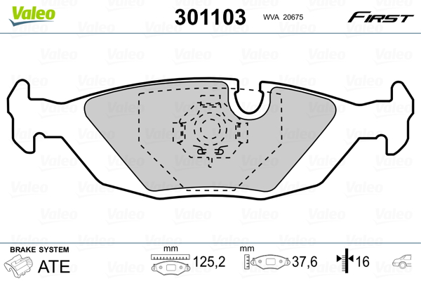 Kit pastiglie freno, Freno a disco - 301103 VALEO