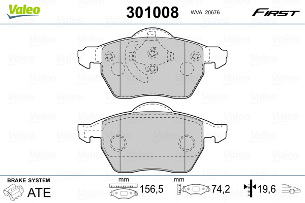 Bremsbelagsatz, Scheibenbremse - 301008 VALEO
