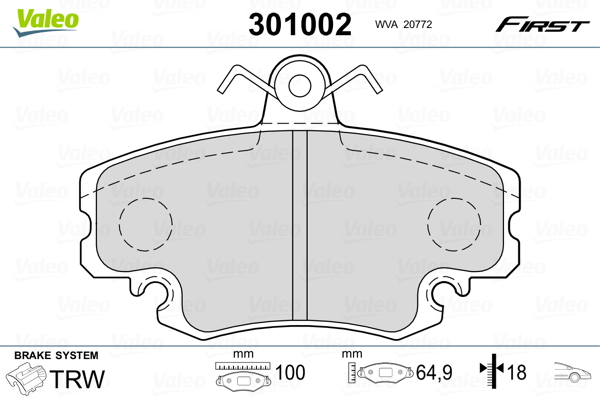 Brake Pad Set, disc brake - 301002 VALEO