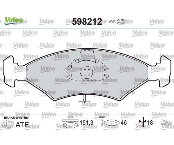 Brake Pad Set, disc brake - 598212 VALEO