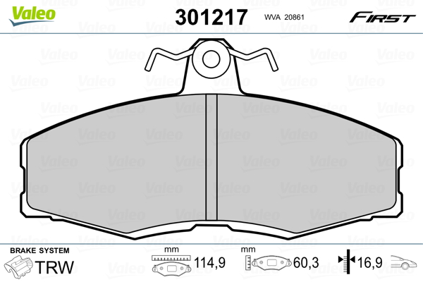 Brake Pad Set, disc brake - 301217 VALEO