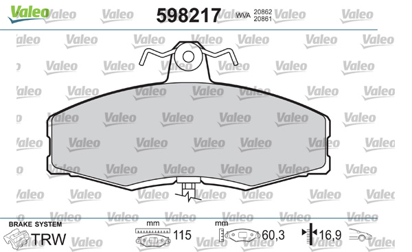 Brake Pad Set, disc brake - 598217 VALEO