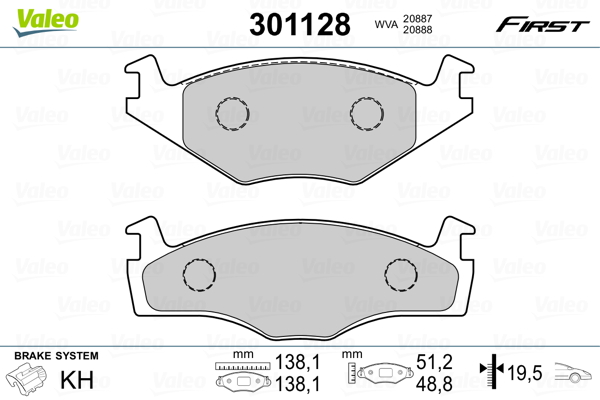 Brake Pad Set, disc brake - 301128 VALEO