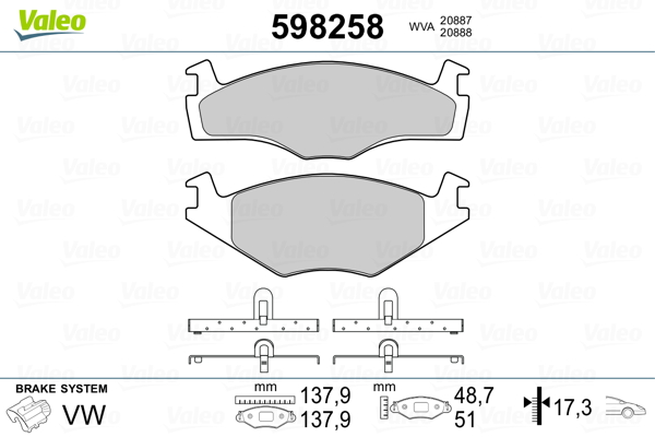 Brake Pad Set, disc brake - 598258 VALEO