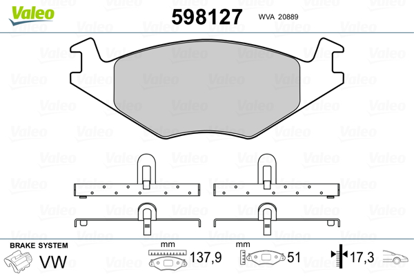 Kit pastiglie freno, Freno a disco - 598127 VALEO
