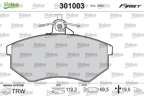 Brake Pad Set, disc brake - 301003 VALEO