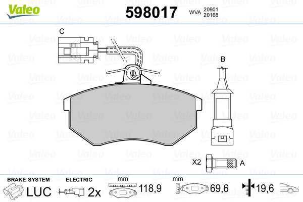 Brake Pad Set, disc brake - 598017 VALEO