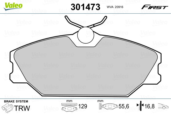 Kit pastiglie freno, Freno a disco - 301473 VALEO