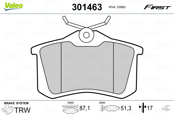 Brake Pad Set, disc brake - 301463 VALEO