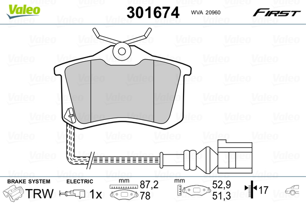 Brake Pad Set, disc brake - 301674 VALEO