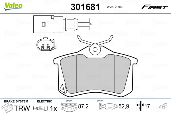 Brake Pad Set, disc brake - 301681 VALEO