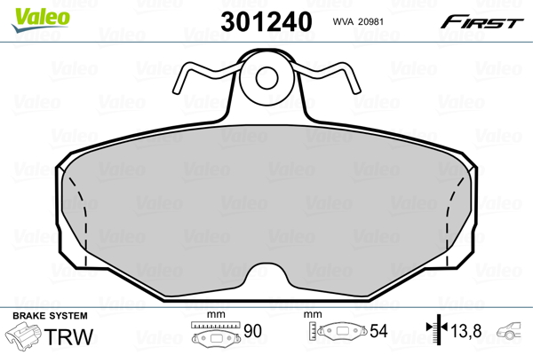 Kit pastiglie freno, Freno a disco - 301240 VALEO