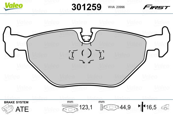 Kit pastiglie freno, Freno a disco - 301259 VALEO