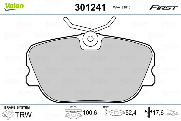 Kit pastiglie freno, Freno a disco - 301241 VALEO