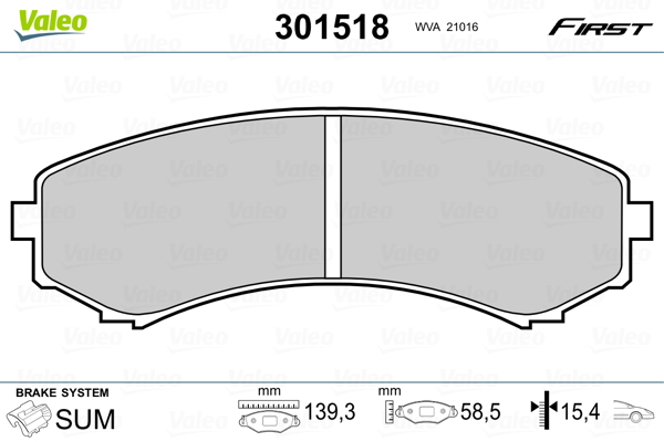 Brake Pad Set, disc brake - 301518 VALEO