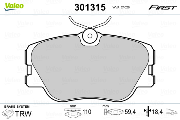 Brake Pad Set, disc brake - 301315 VALEO