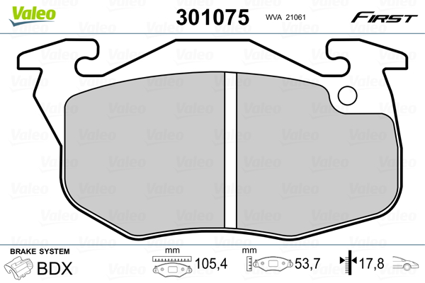 Brake Pad Set, disc brake - 301075 VALEO