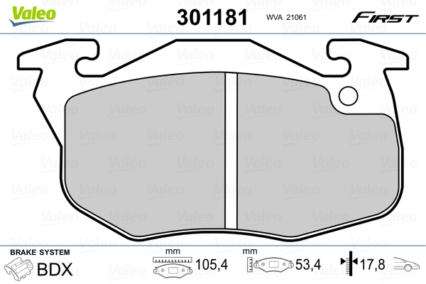 Brake Pad Set, disc brake - 301181 VALEO
