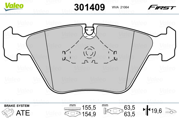 Brake Pad Set, disc brake - 301409 VALEO