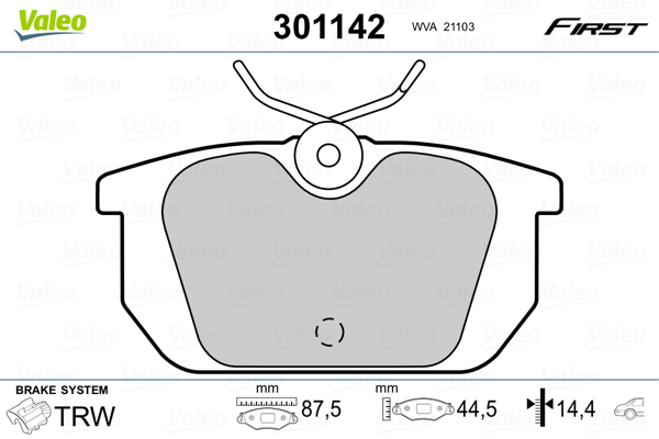 Brake Pad Set, disc brake - 301142 VALEO