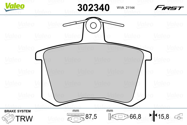 Kit pastiglie freno, Freno a disco - 302340 VALEO